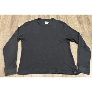 Faherty Thermal Knitwear Waffle Shirt Mens Large Long Sleeve Black